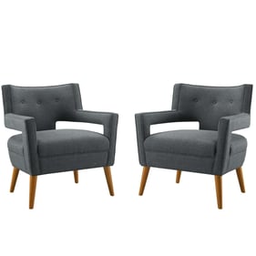 2 Modway Furniture Sheer Gray Fabric Armchairs