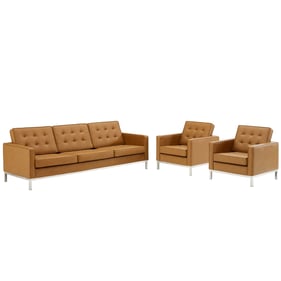 Modway Furniture Loft Silver Tan 3pc Living Room Set