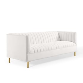 Modway Furniture Shift White Velvet Sofa