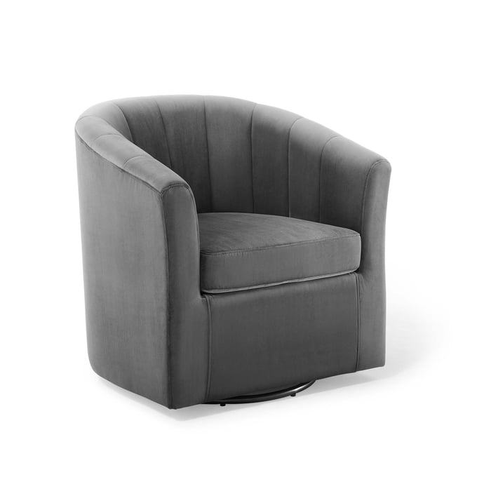 Modway Furniture Prospect Charcoal Velvet Swivel Armchair EEI-4139-CHA