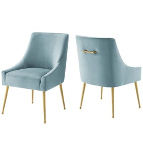 2 Modway Furniture Discern Light Blue Velvet Dining Chairs