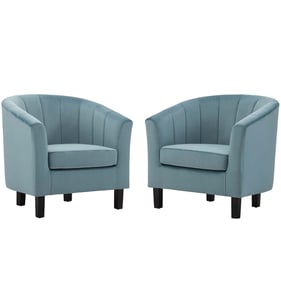 2 Modway Furniture Prospect Light Blue Velvet Armchairs