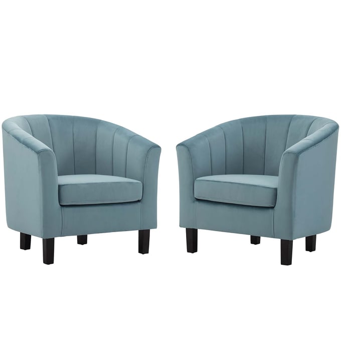 2 Modway Furniture Prospect Light Blue Velvet Armchairs EEI-4150-LBU