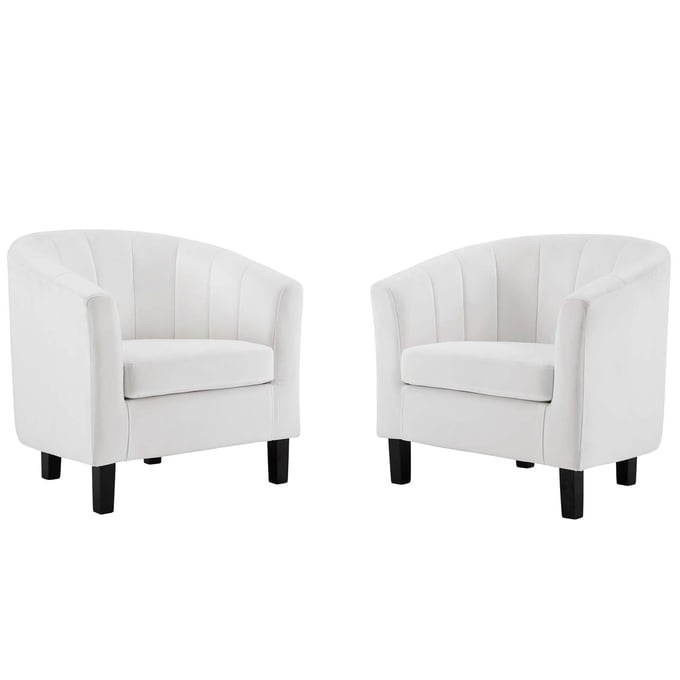 2 Modway Furniture Prospect White Velvet Armchairs EEI-4150-WHI