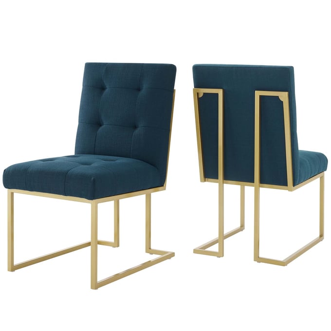 2 Modway Furniture Privy Gold Azure Fabric Dining Chairs EEI-4151-GLD-AZU