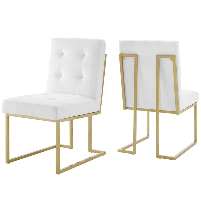 2 Modway Furniture Privy Gold White Fabric Dining Chairs EEI-4151-GLD-WHI