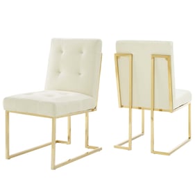 2 Modway Furniture Privy Gold Ivory Velvet Dining Chairs