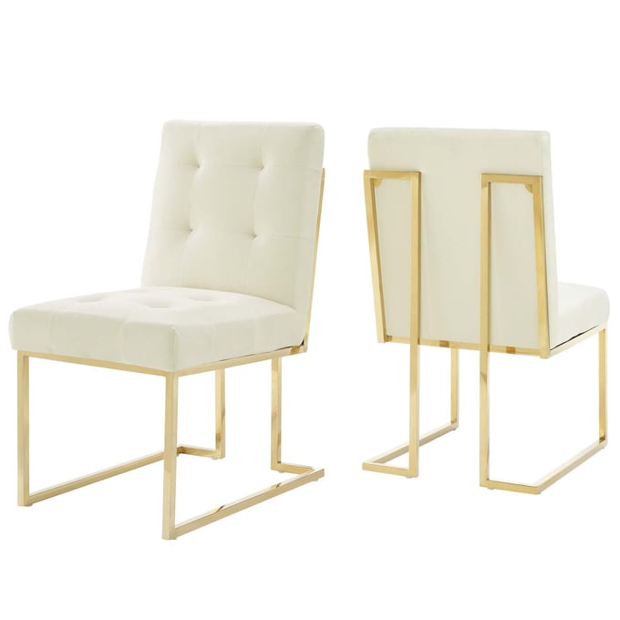 2 Modway Furniture Privy Gold Ivory Velvet Dining Chairs EEI-4152-GLD-IVO