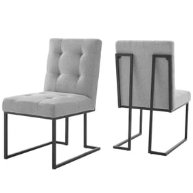 2 Modway Furniture Privy Black Light Gray Fabric Dining Chairs