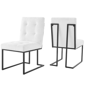 2 Modway Furniture Privy Black White Fabric Dining Chairs