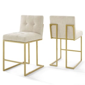 2 Modway Furniture Privy Gold Beige Counter Stools