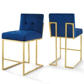 2 Modway Furniture Privy Gold Navy Velvet Counter Stools