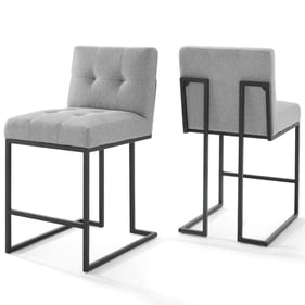 2 Modway Furniture Privy Black Light Gray Fabric Counter Stools