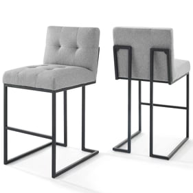 2 Modway Furniture Privy Black Light Gray Fabric Bar Stools