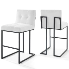 2 Modway Furniture Privy Black White Fabric Bar Stools