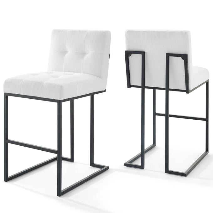 2 Modway Furniture Privy Black White Fabric Bar Stools EEI-4159-BLK-WHI