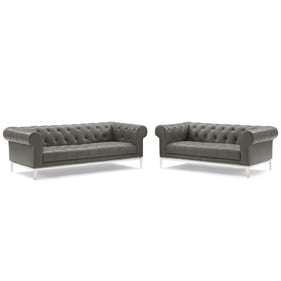 Modway Furniture Idyll Gray Leather Sofa and Loveseat Set