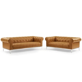 Modway Furniture Idyll Tan Leather Sofa and Loveseat Set