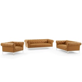 Modway Furniture Idyll Tan Leather 3pc Living Room Set