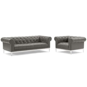 Modway Furniture Idyll Gray Leather Sofa and Armchair Set