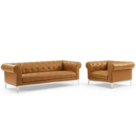 Modway Furniture Idyll Tan Leather Sofa and Armchair Set