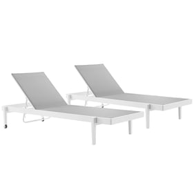 2 Modway Furniture Charleston White Gray Outdoor Patio Chaise Lounge