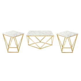 Modway Furniture Vertex Gold White 3pc Coffee Table Set