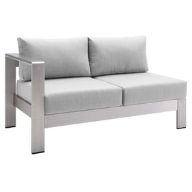 Modway Furniture Shore Silver Gray Fabric Outdoor Patio Left Arm Loveseat