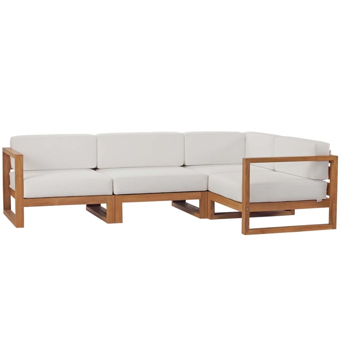 Modway Furniture Upland Natural White 4pc Outdoor Patio Sectional EEI-4253-NAT-WHI-SET