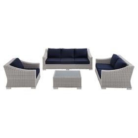 Modway Furniture Conway Light Gray Navy 4pc Outdoor Patio Set