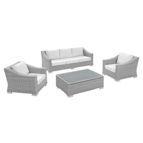 Modway Furniture Conway Light Gray White Outdoor 4pc Patio Set