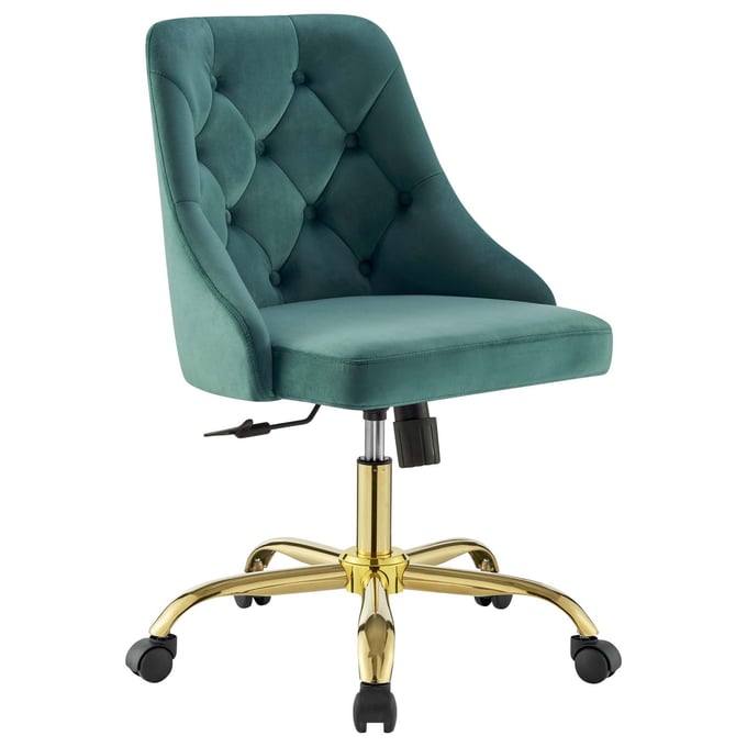 Modway Furniture Distinct Gold Teal Velvet Swivel Office Chair