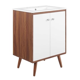 Modway Furniture Transmit Walnut White 24 Inch Bathroom Vanity