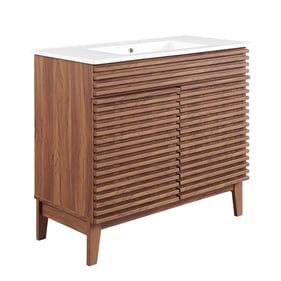 Modway Furniture Render Walnut White 36 Inch Bathroom Vanity