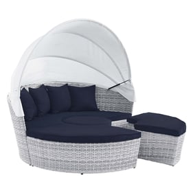 Modway Furniture Scottsdale Light Gray Navy Canopy Outdoor Patio Daybed