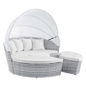 Modway Furniture Scottsdale Light Gray White Canopy Outdoor Patio Daybed