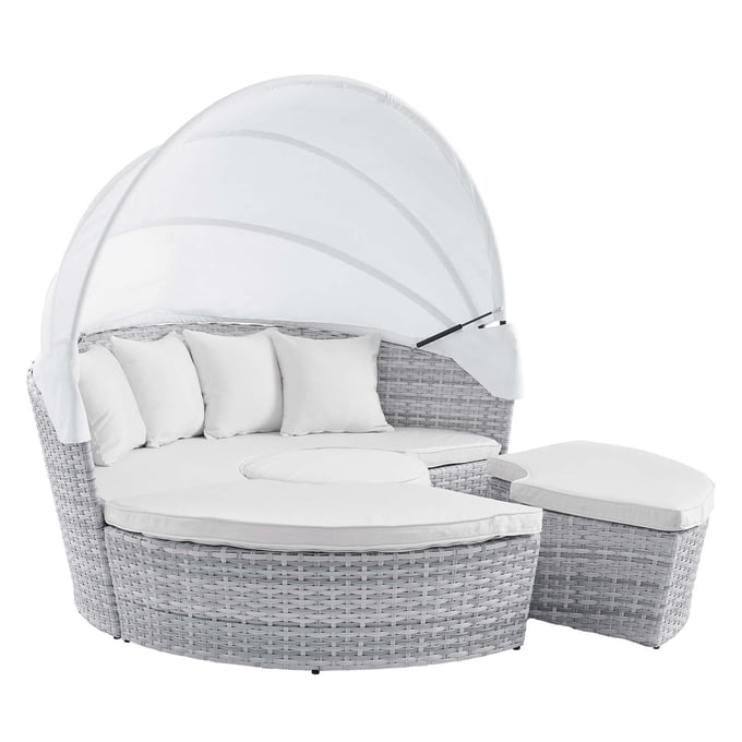 Modway Furniture Scottsdale Light Gray White Canopy Outdoor Patio Daybed EEI-4442-LGR-WHI