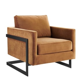 Modway Furniture Posse Black Cognac Velvet Accent Chair