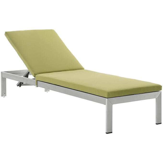 Modway Furniture Shore Silver Peridot Outdoor Patio Chaise with Cushions EEI-4501-SLV-PER