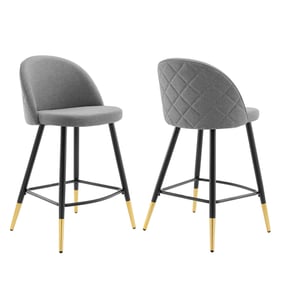 2 Modway Furniture Cordial Light Gray Fabric Counter Stools