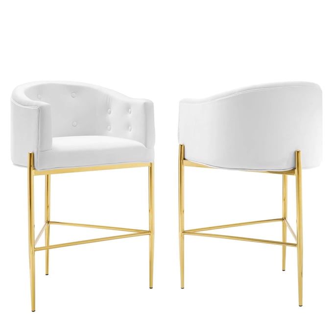 2 Modway Furniture Savour White Velvet Bar Stools EEI-4597-WHI