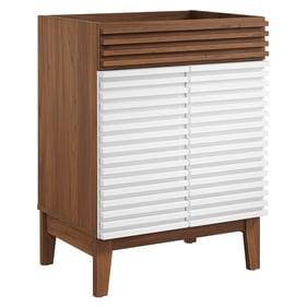 Modway Furniture Render White Walnut Bathroom Vanity Cabinet