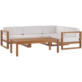 Modway Furniture Upland Natural White Outdoor Patio 5pc Sectional Set