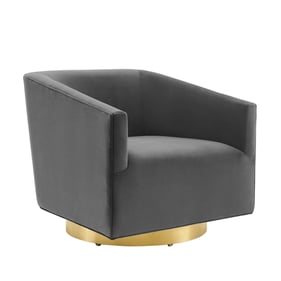 Modway Furniture Twist Gold Charcoal Velvet Swivel Accent Chair