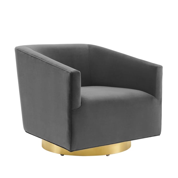 Modway Furniture Twist Gold Charcoal Velvet Swivel Accent Chair EEI-4626-GLD-CHA