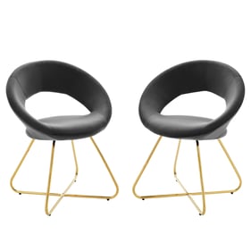 2 Modway Furniture Nouvelle Gold Charcoal Dining Chairs