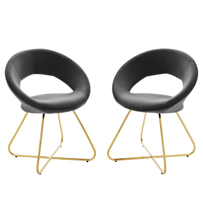 2 Modway Furniture Nouvelle Gold Charcoal Dining Chairs EEI-4681-GLD-CHA