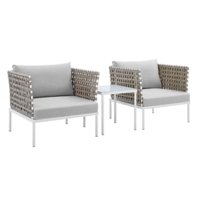 Modway Furniture Harmony Tan Gray 3pc Outdoor Patio Seating Set