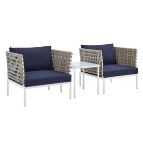 Modway Furniture Harmony Tan Navy 3pc Outdoor Patio Seating Set