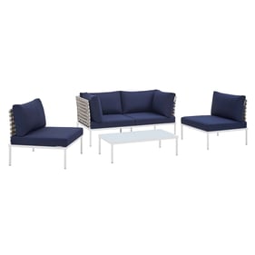 Modway Furniture Harmony Tan Navy 4pc Outdoor Patio Seating Set